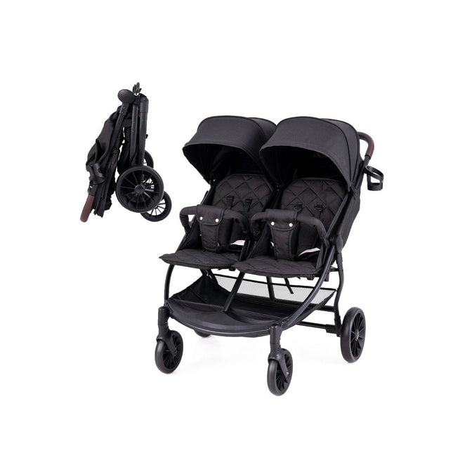 Sibling stroller foldable twin stroller with adjustable backrest portable twin buggy dark gray