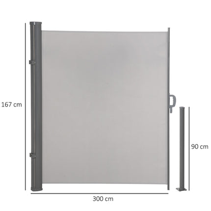 Side awning 300x160cm UV50+ Privacy protection, Grey