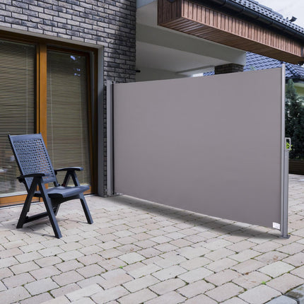 Side awning in gray polyester for privacy and sun protection, 3x1.6m
