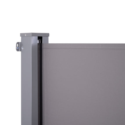 Side awning in gray polyester for privacy and sun protection, 3x1.6m