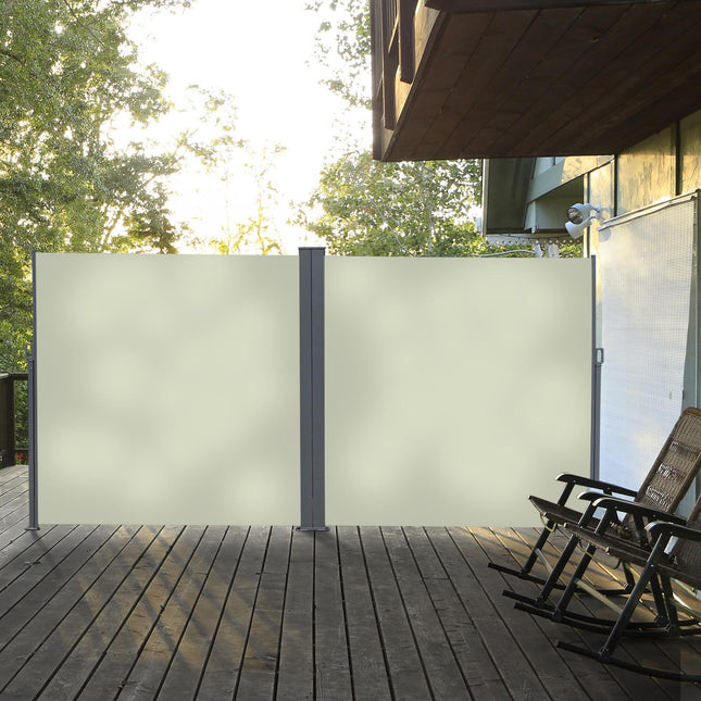 Side awning roller blind, UV-protective polyester, cream