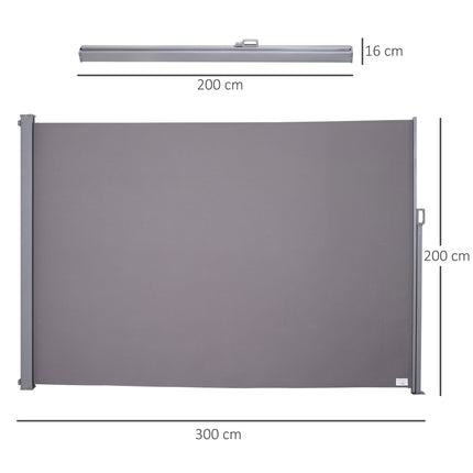 Gray polyester side awning curtain, 300x200cm Privacy & sun protection