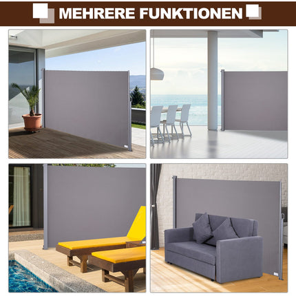 Gray polyester side awning curtain, 300x200cm Privacy & sun protection