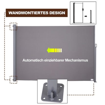 Gray polyester side awning curtain, 300x200cm Privacy & sun protection