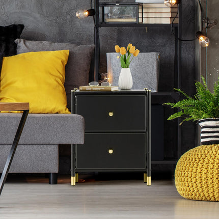 Side Cabinet with 2 Leather-Look Drawers
