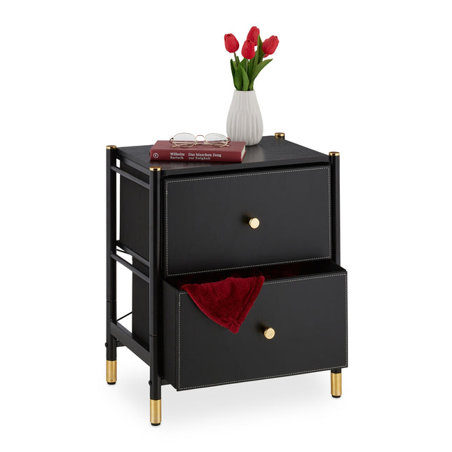 Side Cabinet with 2 Leather-Look Drawers