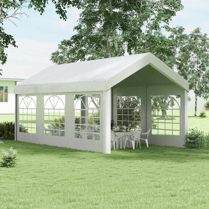 Pavilion side panel with window, 6x2m Waterproof White