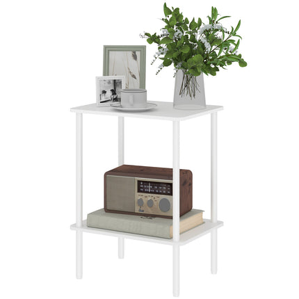 2-tier white coffee table with storage for living room