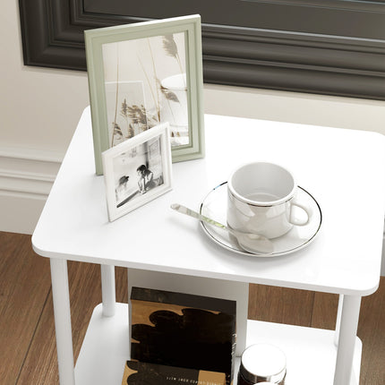 2-tier white coffee table with storage for living room