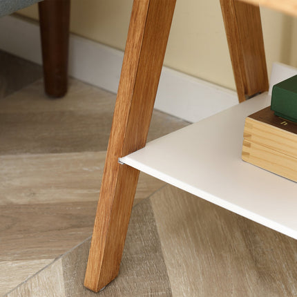 White & Natural bedside table with drawer, 45x35x54.5 cm