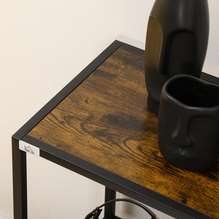 Black narrow console table - 4 shelves & lace cover
