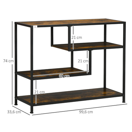 Black narrow console table - 4 shelves & lace cover