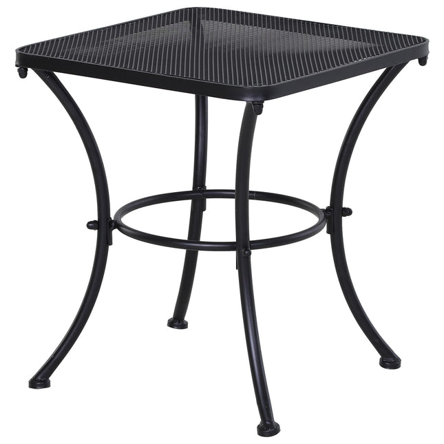 Black metal side table for patio, 45x45x50 cm