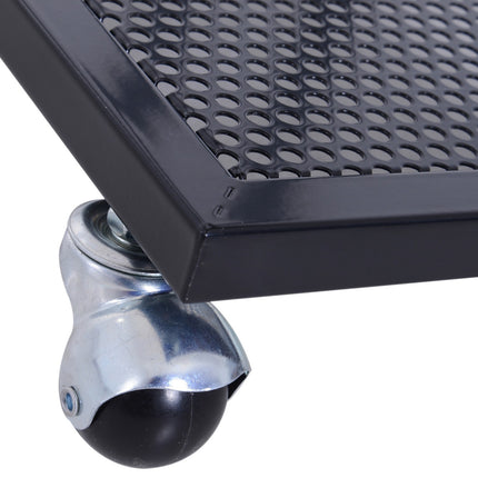 C-shaped rolling side table - wood & metal, black/walnut