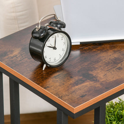 C-shaped rolling side table - wood & metal, black/walnut