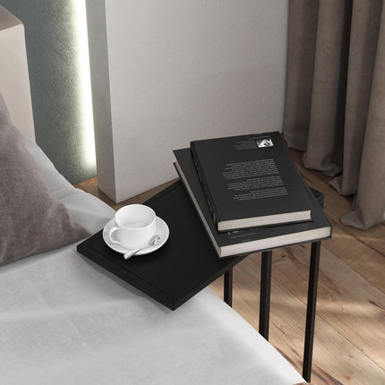 C-shaped side table - Steel frame, bedside table and laptop