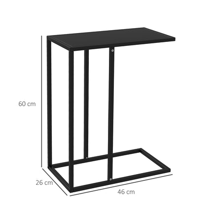 C-shaped side table - Steel frame, bedside table and laptop
