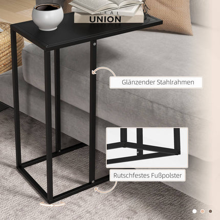 C-shaped side table - Steel frame, bedside table and laptop