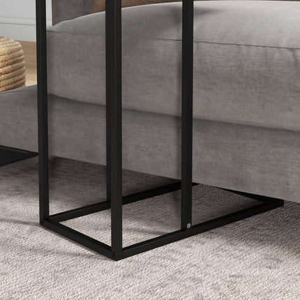 C-shaped side table - Steel frame, bedside table and laptop