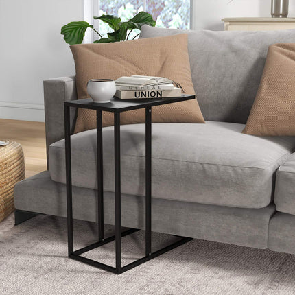C-shaped side table - Steel frame, bedside table and laptop