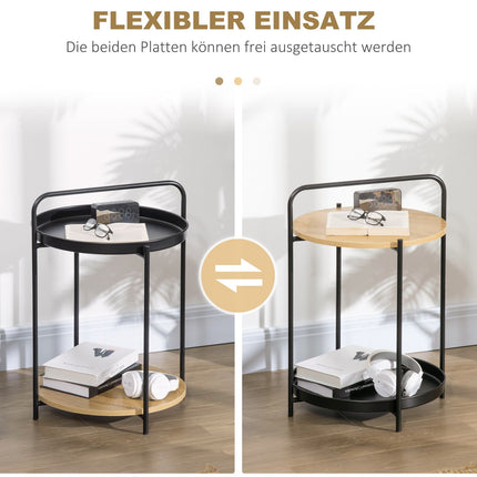 Industrial side table with handle & 2 removable trays