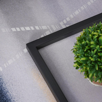Black coffee table, marble finish, metal frame, 45x30x51.5 cm