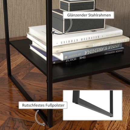 Black side table with shelf - Steel frame 40x40x45 cm