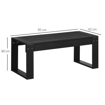 Rectangular outdoor side table, wood look HDPE, black 95x42x40Cm