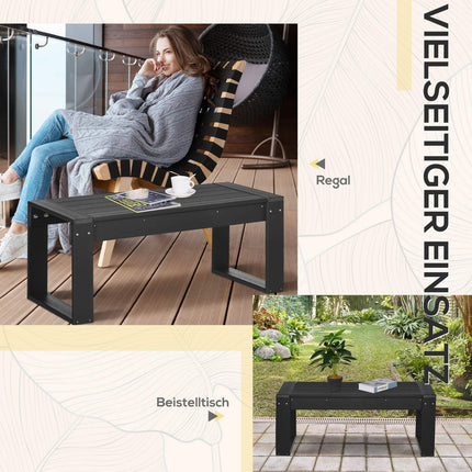 Rectangular outdoor side table, wood look HDPE, black 95x42x40Cm