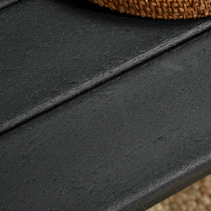 Rectangular outdoor side table, wood look HDPE, black 95x42x40Cm