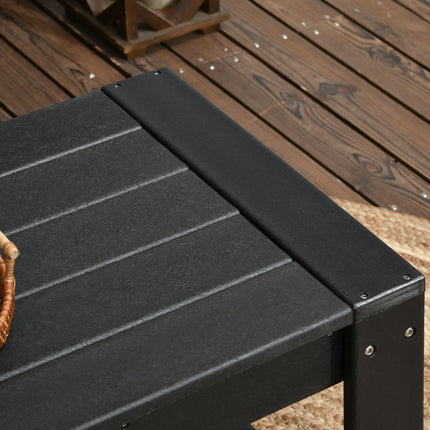 Rectangular outdoor side table, wood look HDPE, black 95x42x40Cm