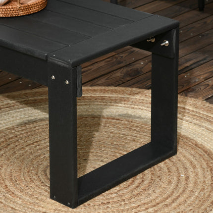 Rectangular outdoor side table, wood look HDPE, black 95x42x40Cm