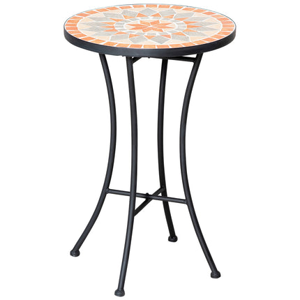 Round weatherproof garden table - 35.5 cm, Yellow/Grey