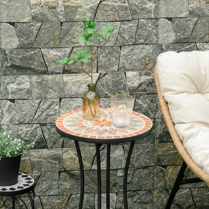 Round weatherproof garden table - 35.5 cm, Yellow/Grey