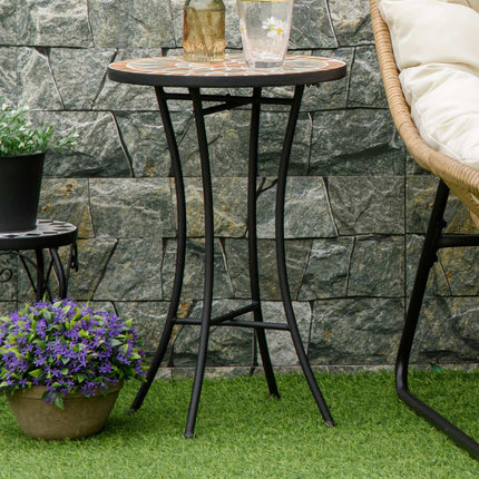 Round weatherproof garden table - 35.5 cm, Yellow/Grey