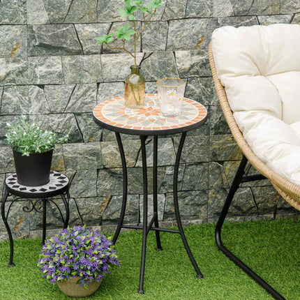 Round weatherproof garden table - 35.5 cm, Yellow/Grey