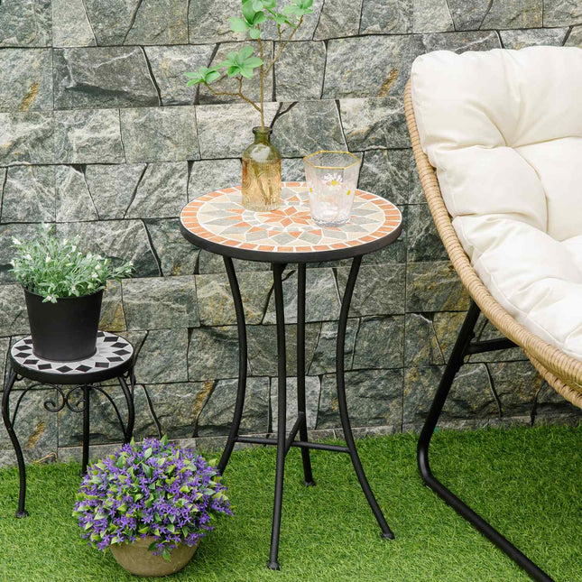 Round weatherproof garden table - 35.5 cm, Yellow/Grey
