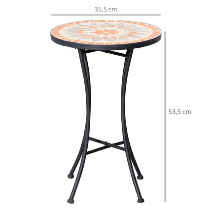 Round weatherproof garden table - 35.5 cm, Yellow/Grey