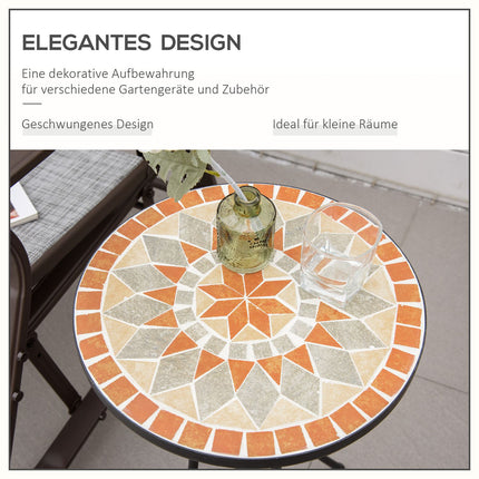 Round weatherproof garden table - 35.5 cm, Yellow/Grey