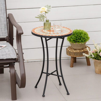 Round weatherproof garden table - 35.5 cm, Yellow/Grey