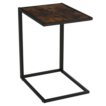 C-shaped side table, metal MDF, Rustic brown, 41x51x64 cm