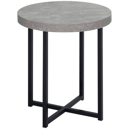 Round side table in concrete look with open shelf, gray MDF