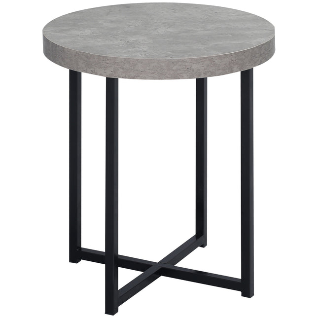 Round side table in concrete look with open shelf, gray MDF