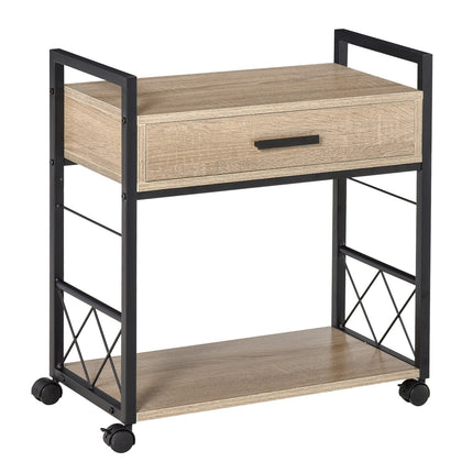 Kitchen serving trolley with wheels, drawer, shelf, 60x30x65 Cm
