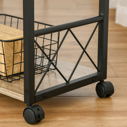Kitchen serving trolley with wheels, drawer, shelf, 60x30x65 Cm