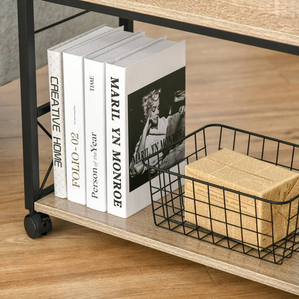 Kitchen serving trolley with wheels, drawer, shelf, 60x30x65 Cm
