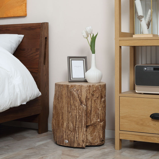 Tree stump side table, waterproof, 4 adjustable feet, 37x37x43 cm