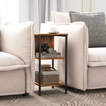 Side Table with Charging Station, Rustic Brown Finish