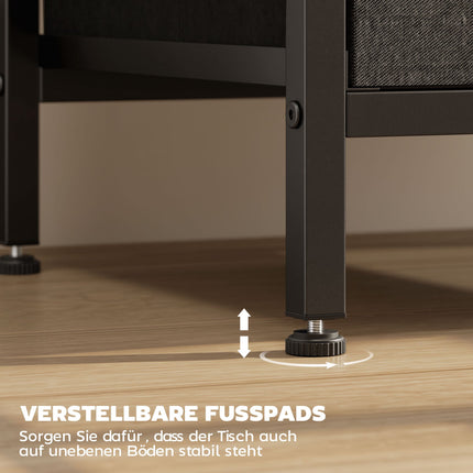 Side Table with Charging Station, Steel Frame, Black, 40x30x60 cm