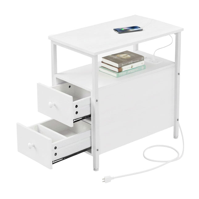 Side Table with USB Ports and Power Outlets